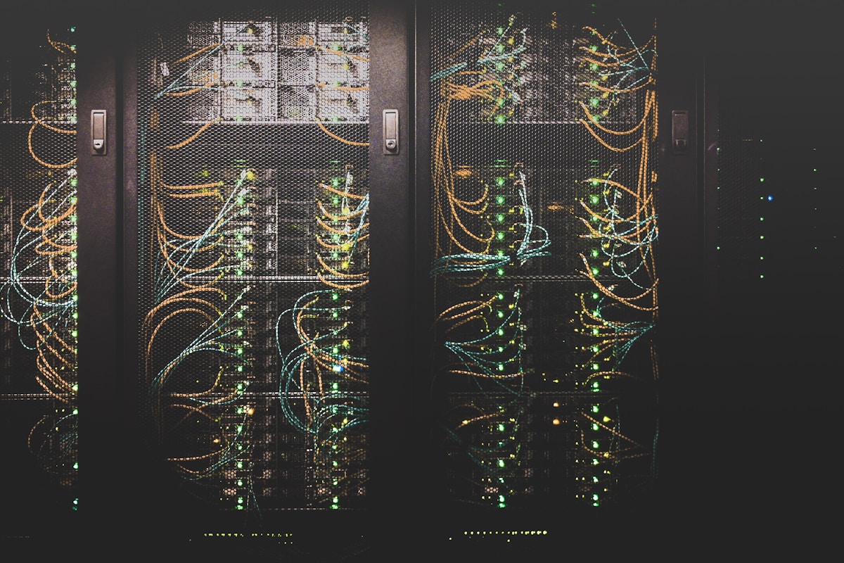 Server room representing large-scale data processing and computational efficiency